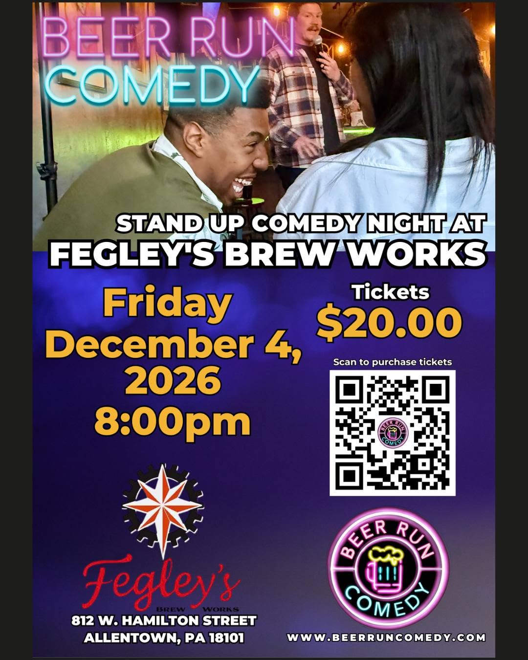 Beer Run Comedy at Allentown Brew Works @ Allentown Brew Works
